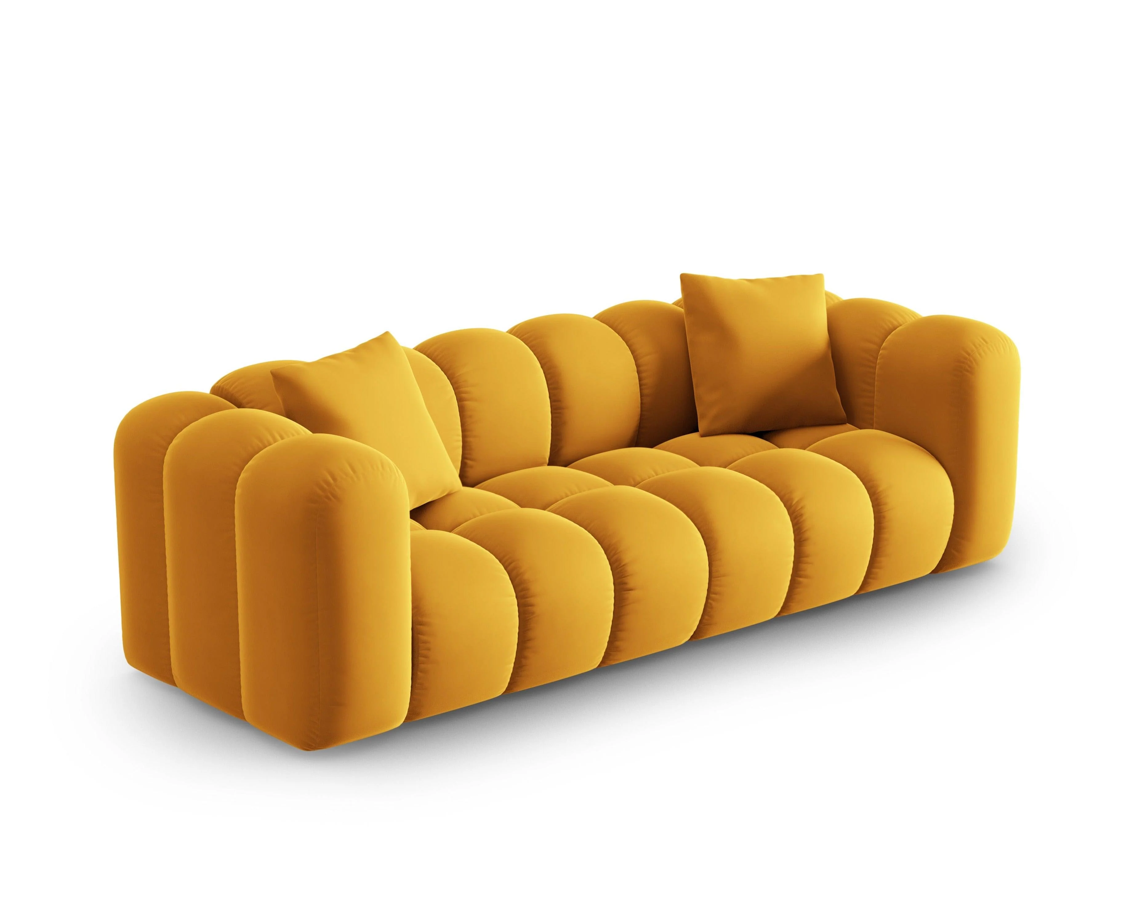 Sofa aksamitna 3-osobowa HALLEY żółty