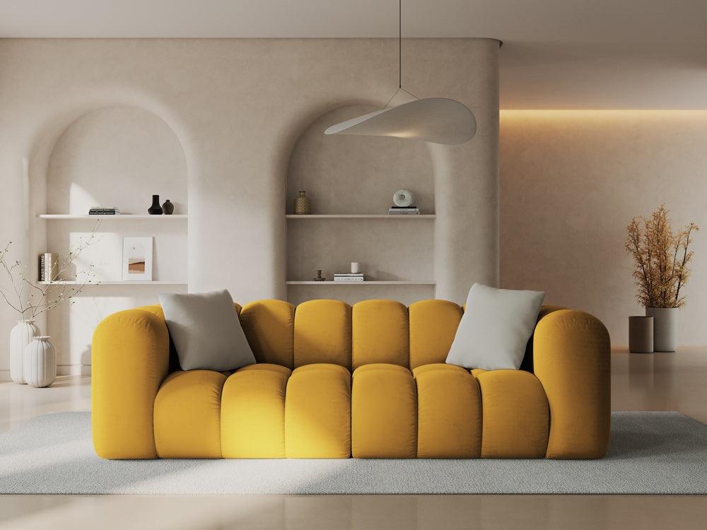 Sofa aksamitna 3-osobowa HALLEY żółty - Image 2