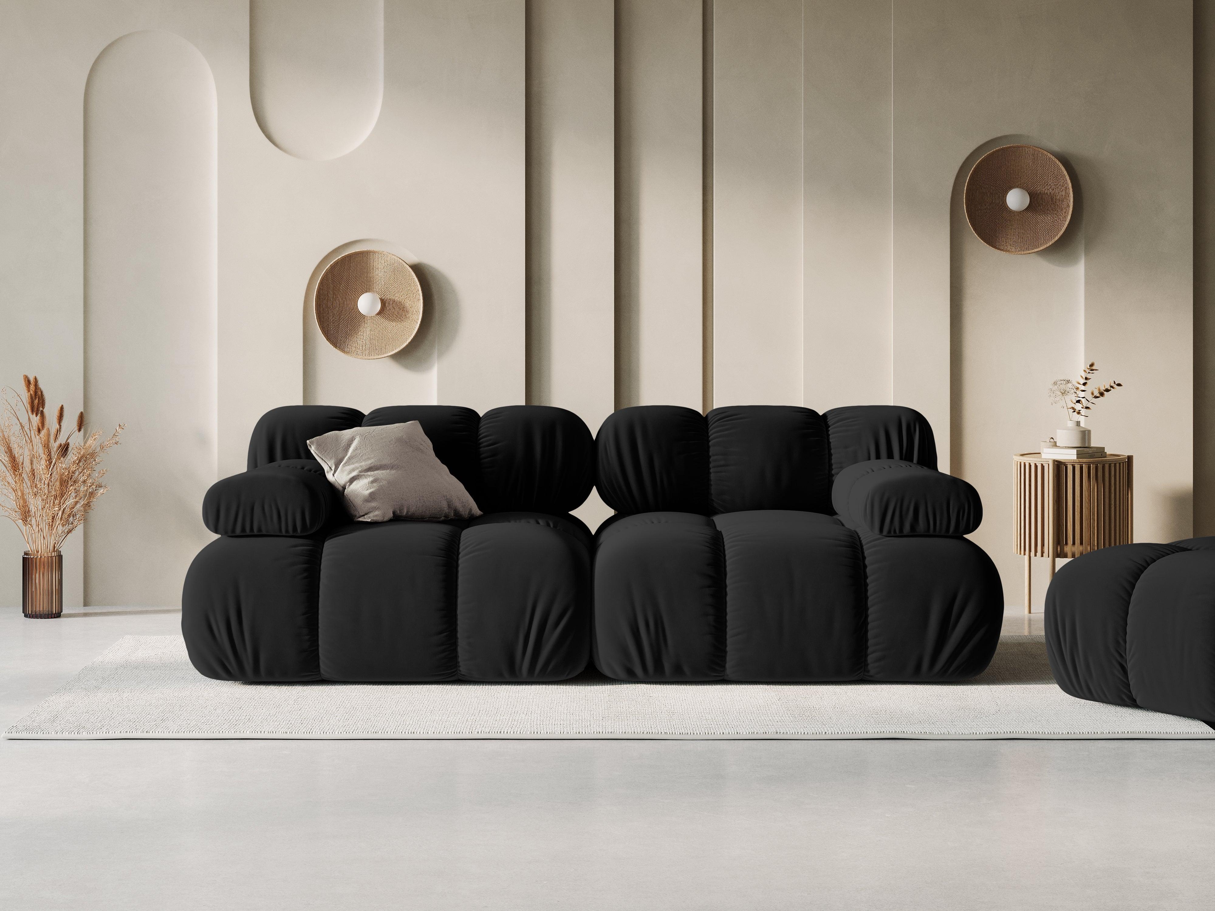 Sofa aksamitna 2-osobowa TROPEA czarny - Image 2