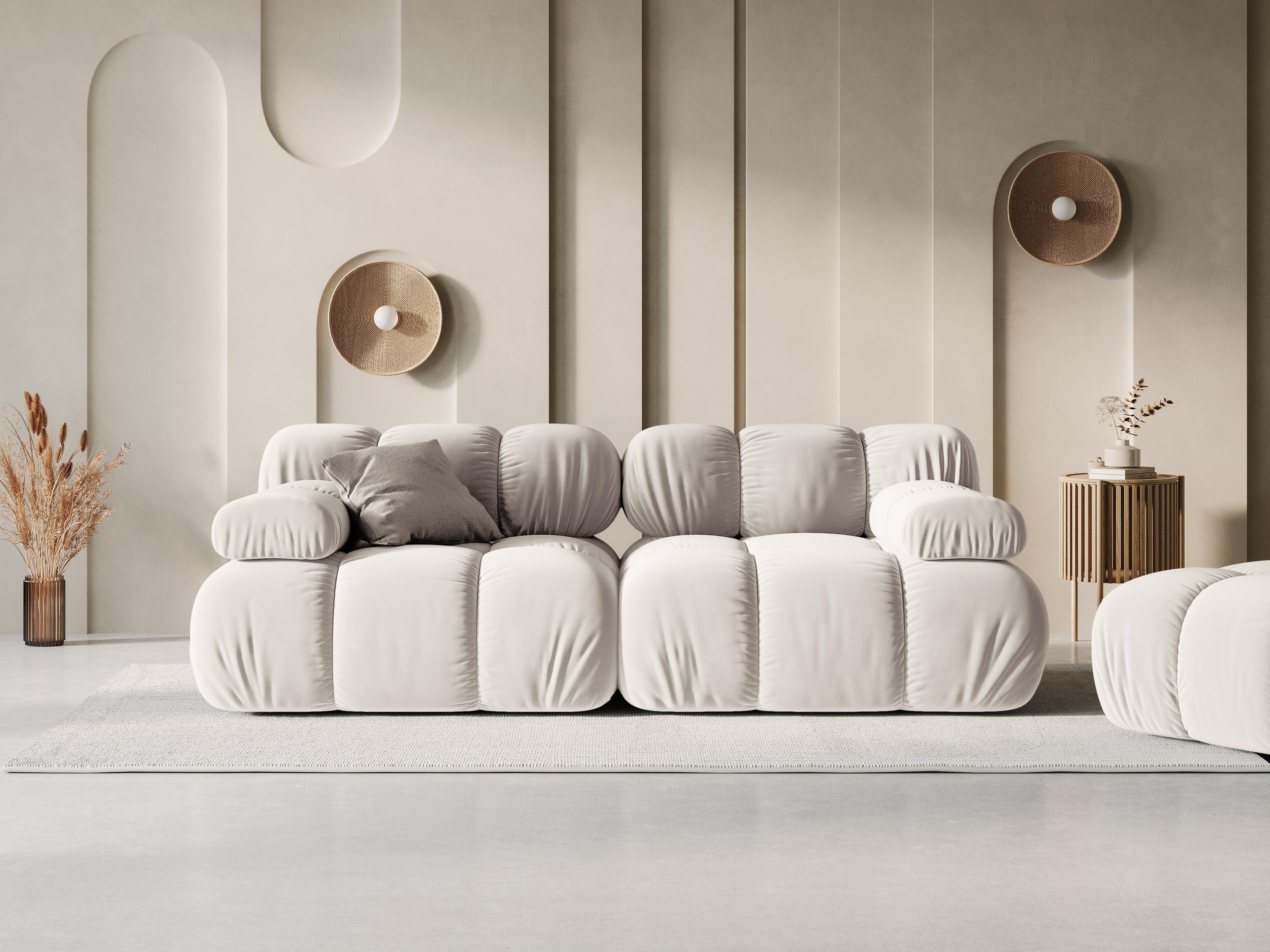 Sofa aksamitna 2-osobowa TROPEA jasnobeżowy - Image 2