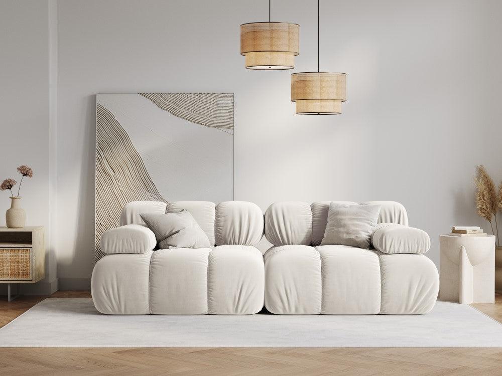 Sofa aksamitna 2-osobowa TROPEA jasnobeżowy - Image 8