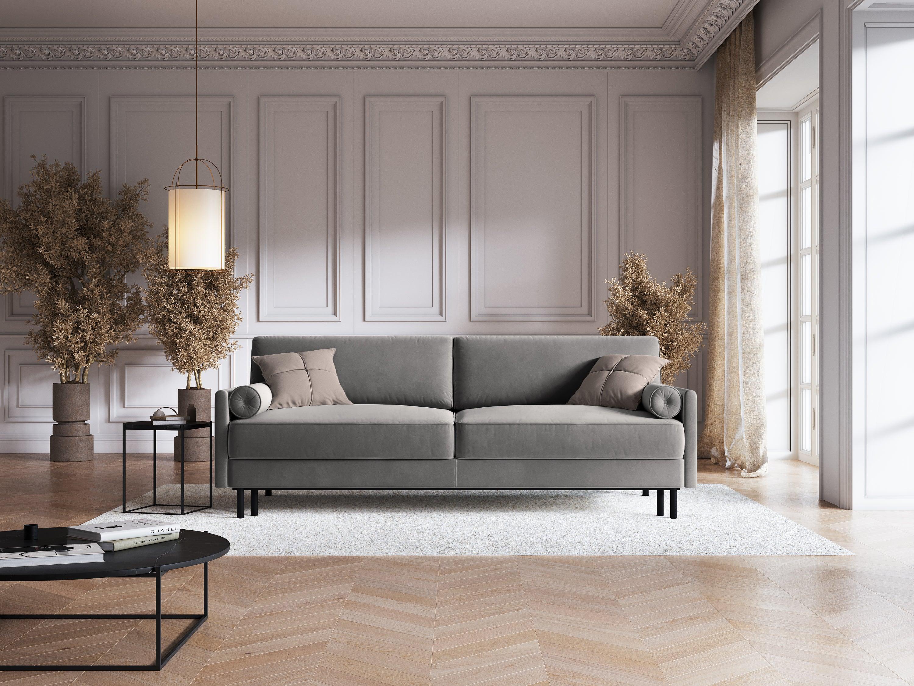 Sofa aksamitna z funkcją spania SCOTT jasnoszary - Image 2
