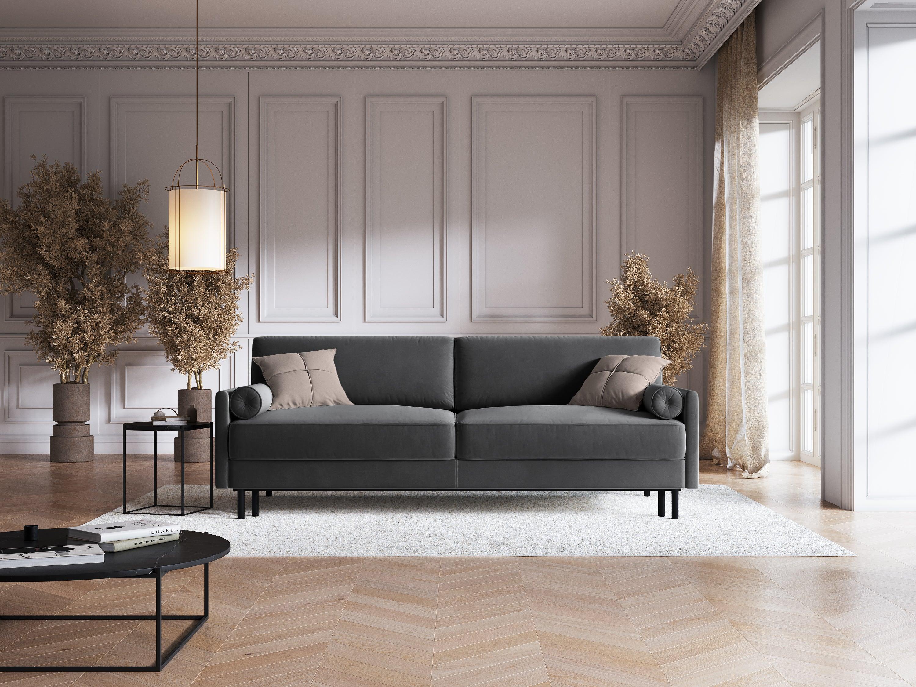 Sofa aksamitna z funkcją spania SCOTT ciemnoszary - Image 2