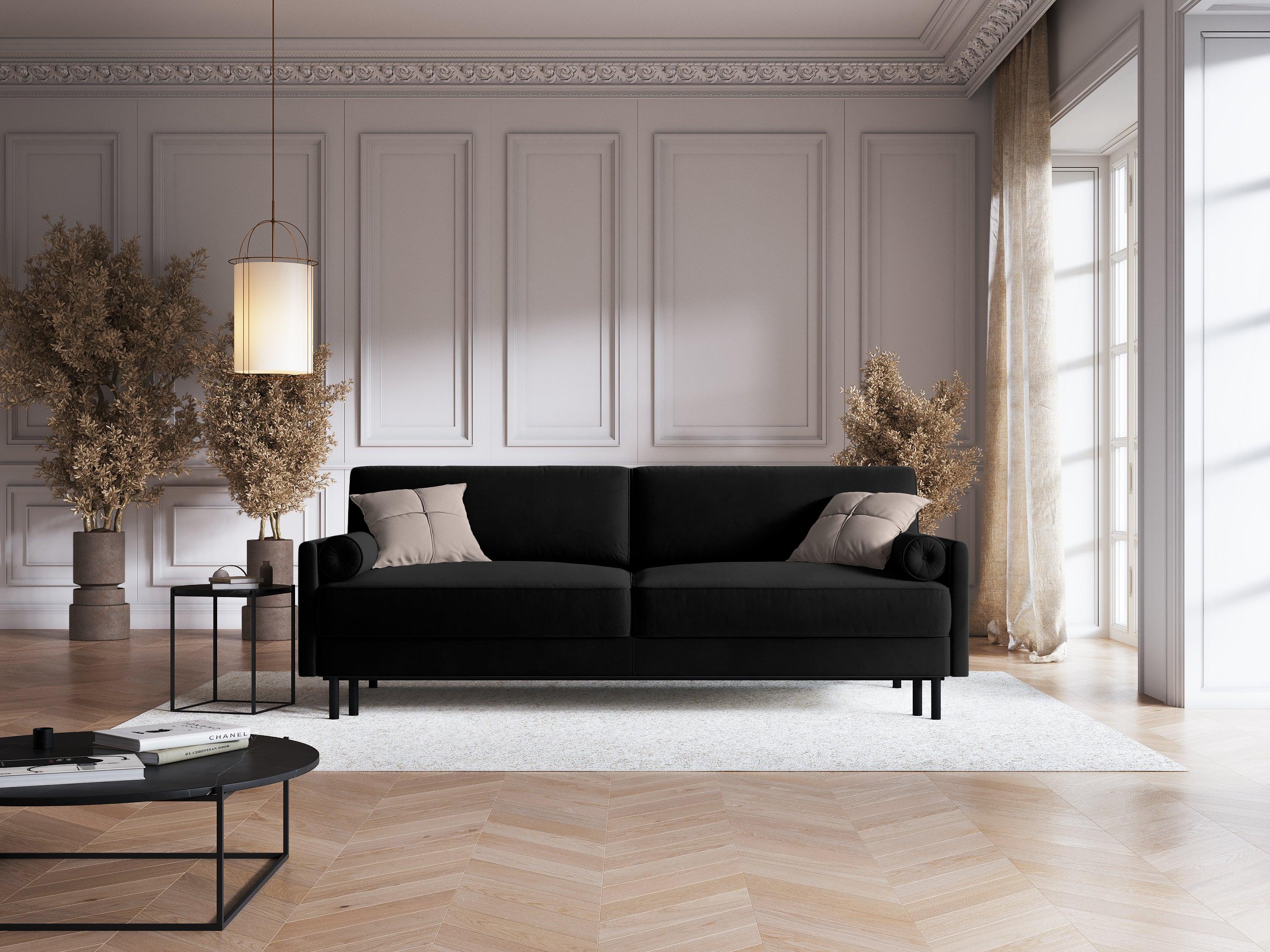 Sofa aksamitna z funkcją spania SCOTT czarny - Image 2