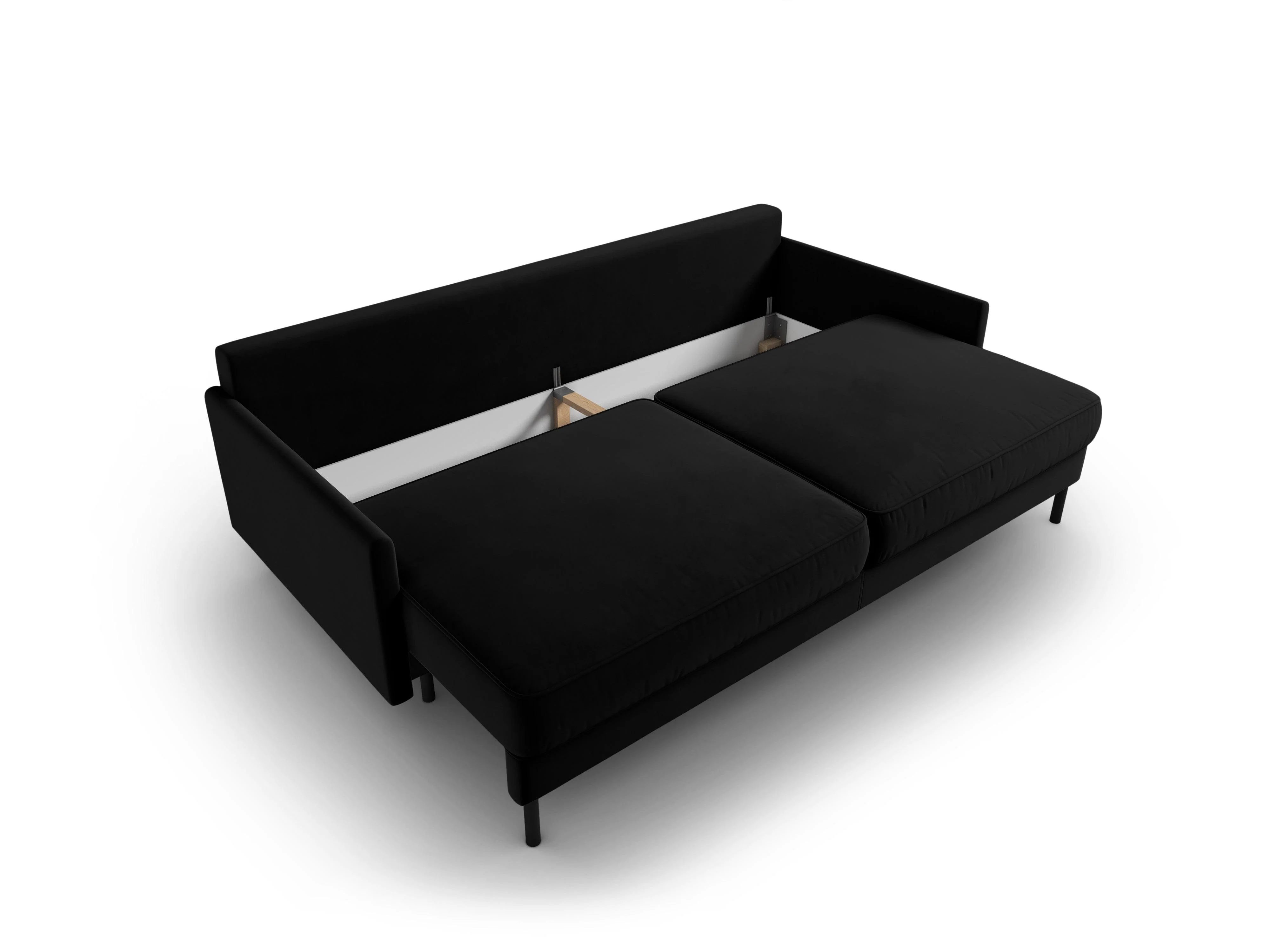 Sofa aksamitna z funkcją spania SCOTT czarny - Image 4