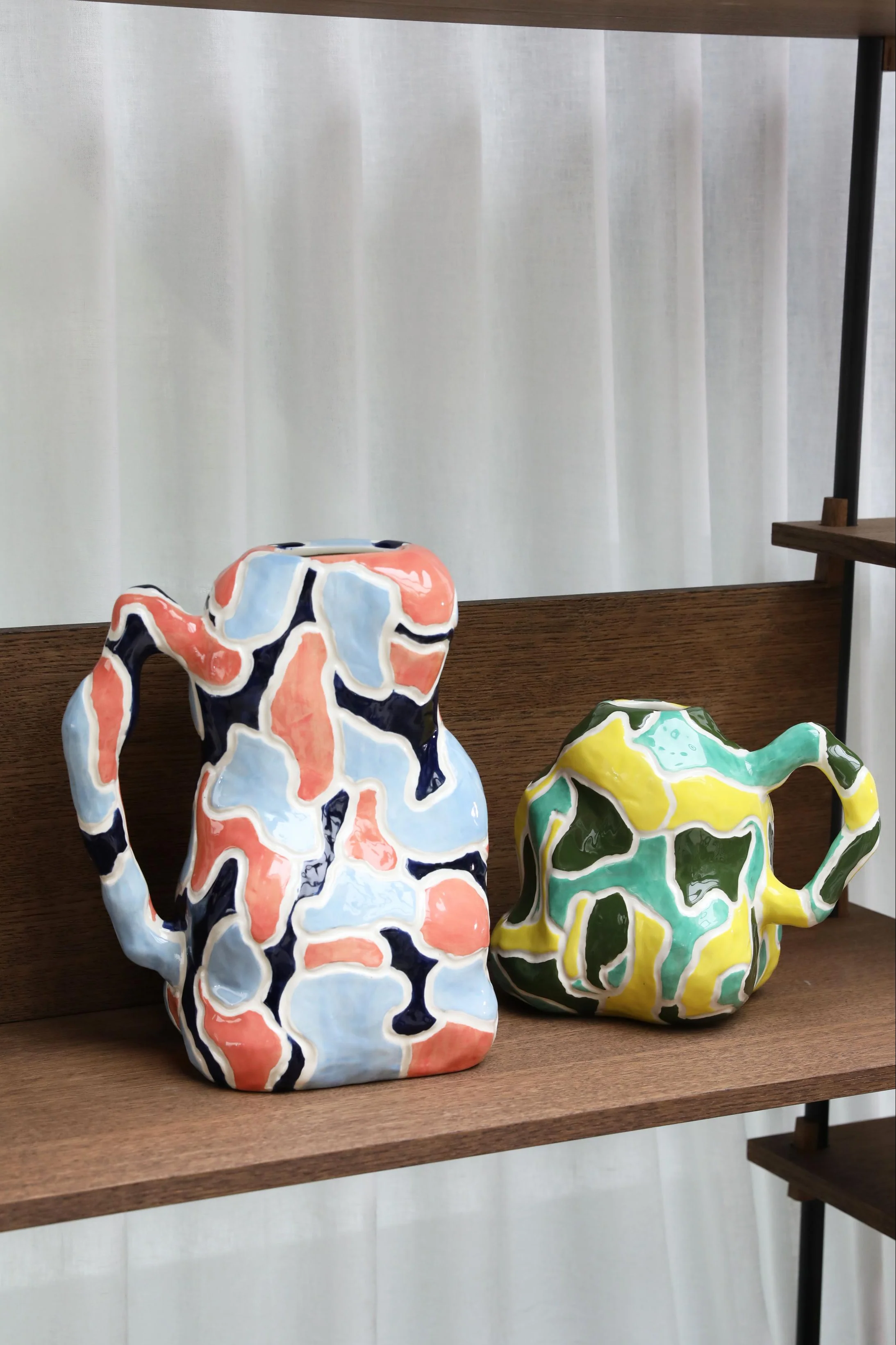Wazon JUG-A-VASE pomarańczowy z niebieskim i białym - Image 2