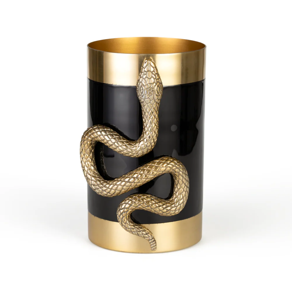 Wazon NEVER HURT A SNAKE VASE czarny ze złotym