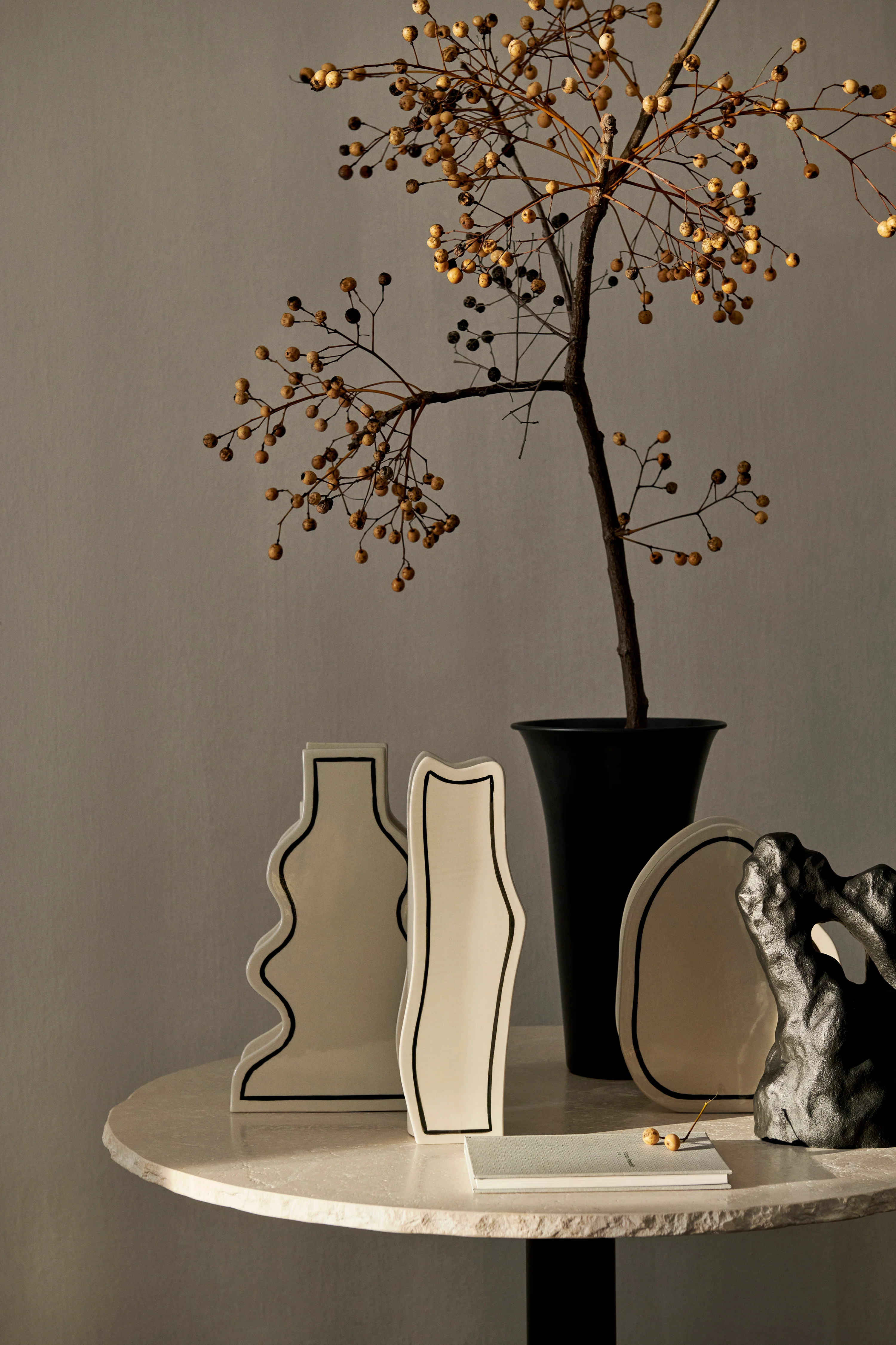 Wazon PASTE VASE SLIM złamana biel z czarnym wzorem - Image 4