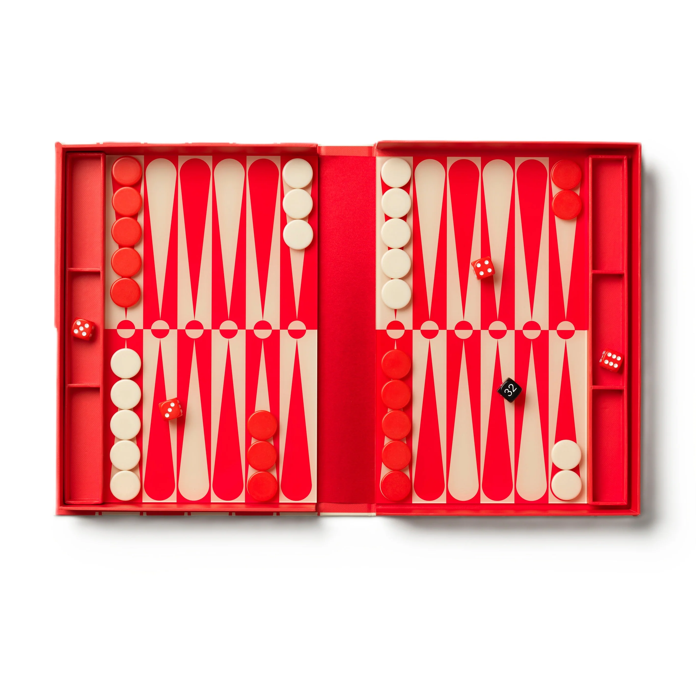 Zestaw do gry w backgammon ART OF BACKGAMMON czerwony z beżowym