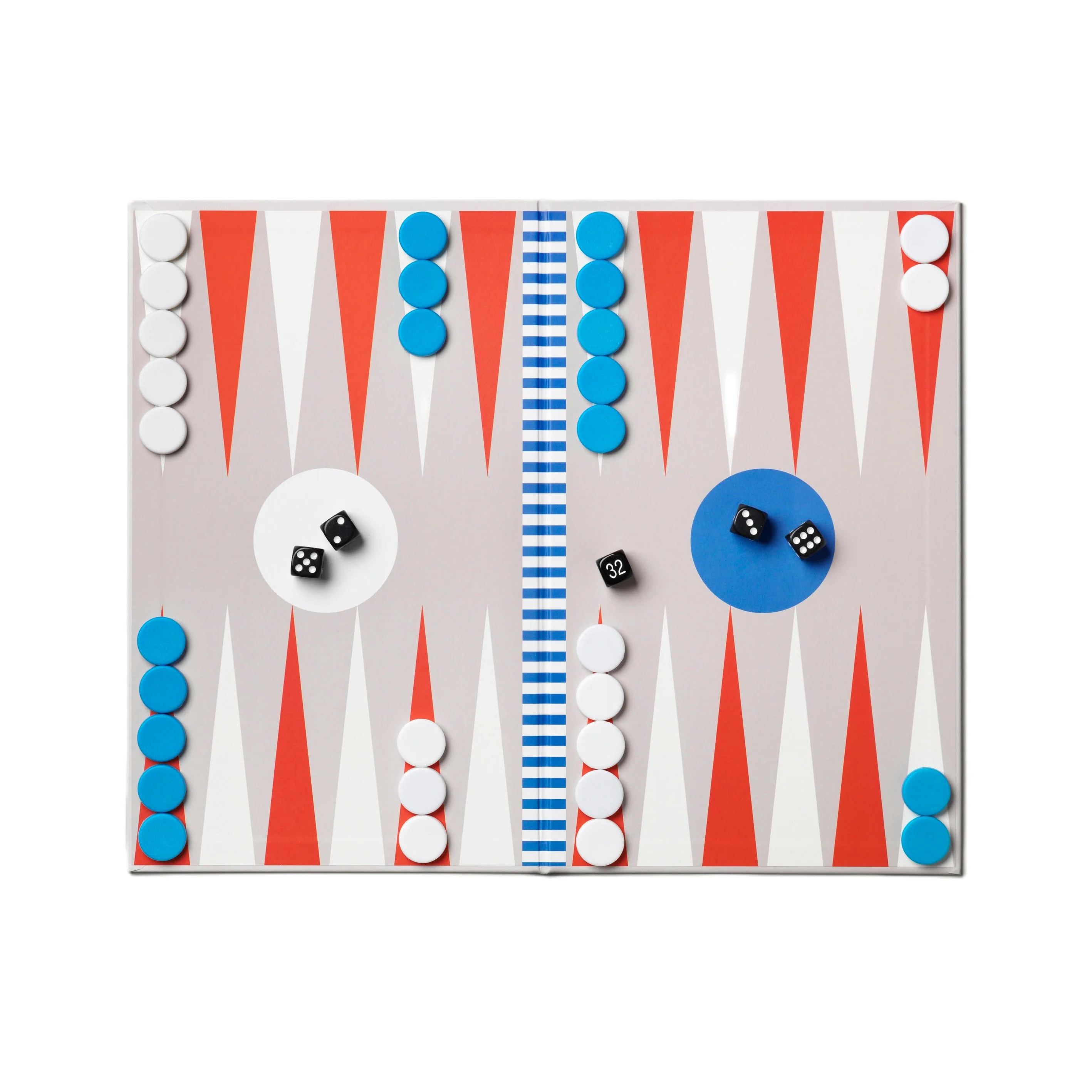 Zestaw do gry w backgammon BACKGAMMON szary z z czerwonym i niebieskim