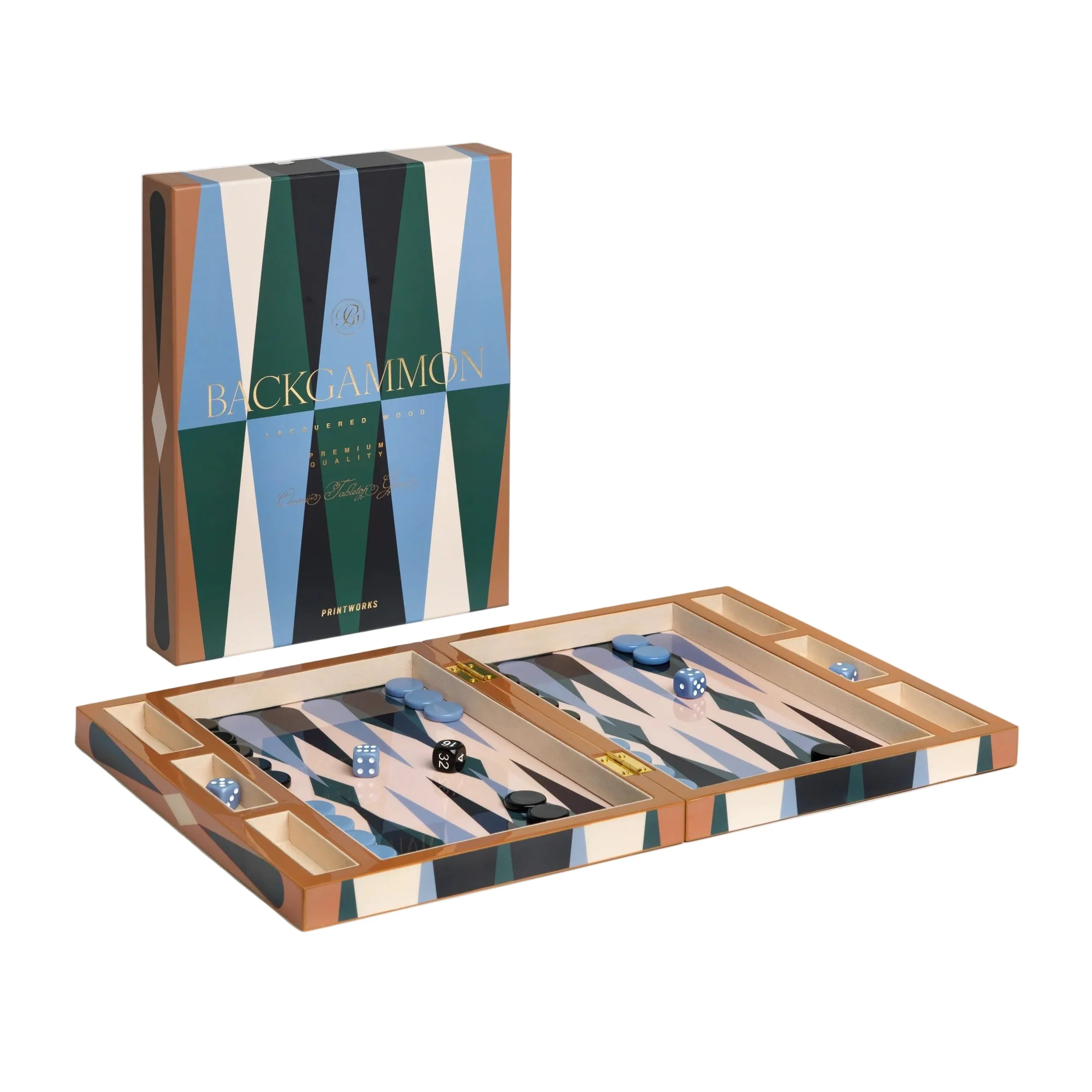 Zestaw do gry w backgammon LACQUERED BACKGAMMON brązowy z niebieskim