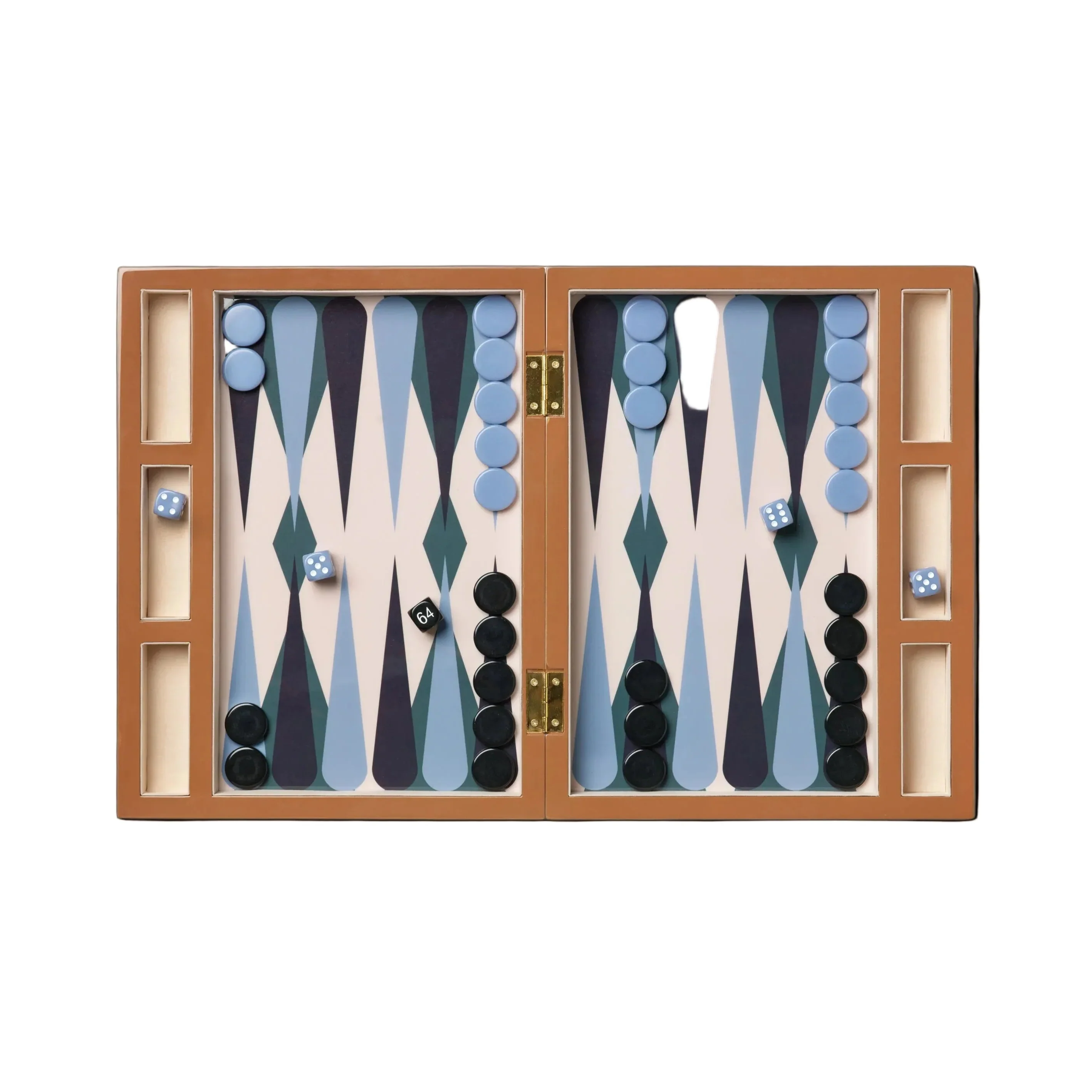 Zestaw do gry w backgammon LACQUERED BACKGAMMON brązowy z niebieskim - Image 3
