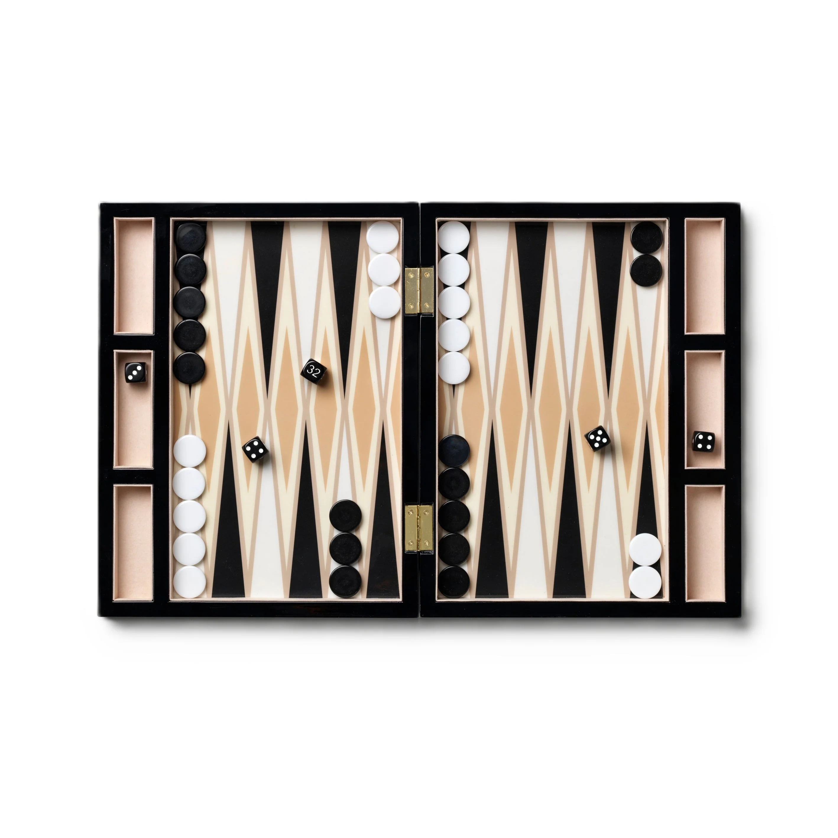 Zestaw do gry w backgammon LACQUERED BACKGAMMON czarny z białym