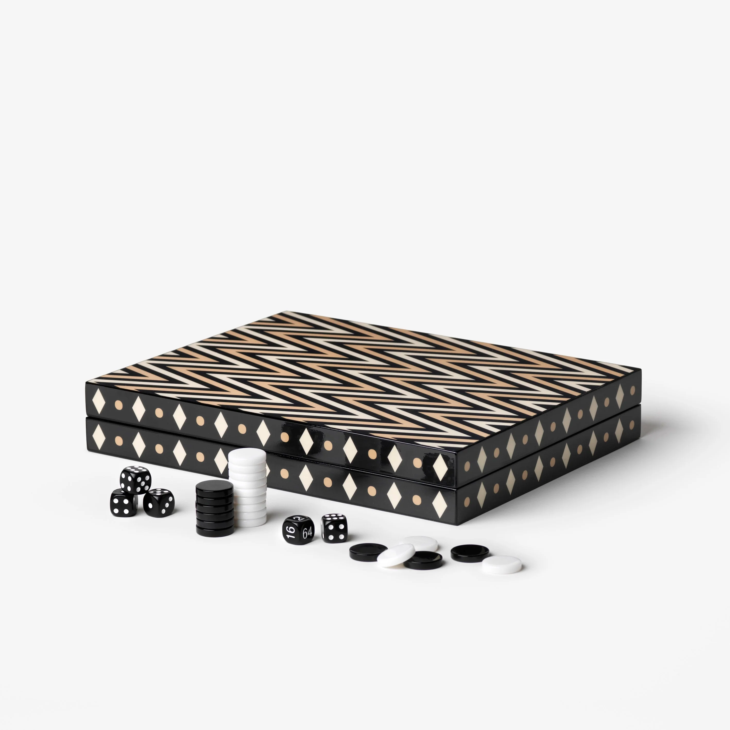 Zestaw do gry w backgammon LACQUERED BACKGAMMON czarny z białym - Image 7