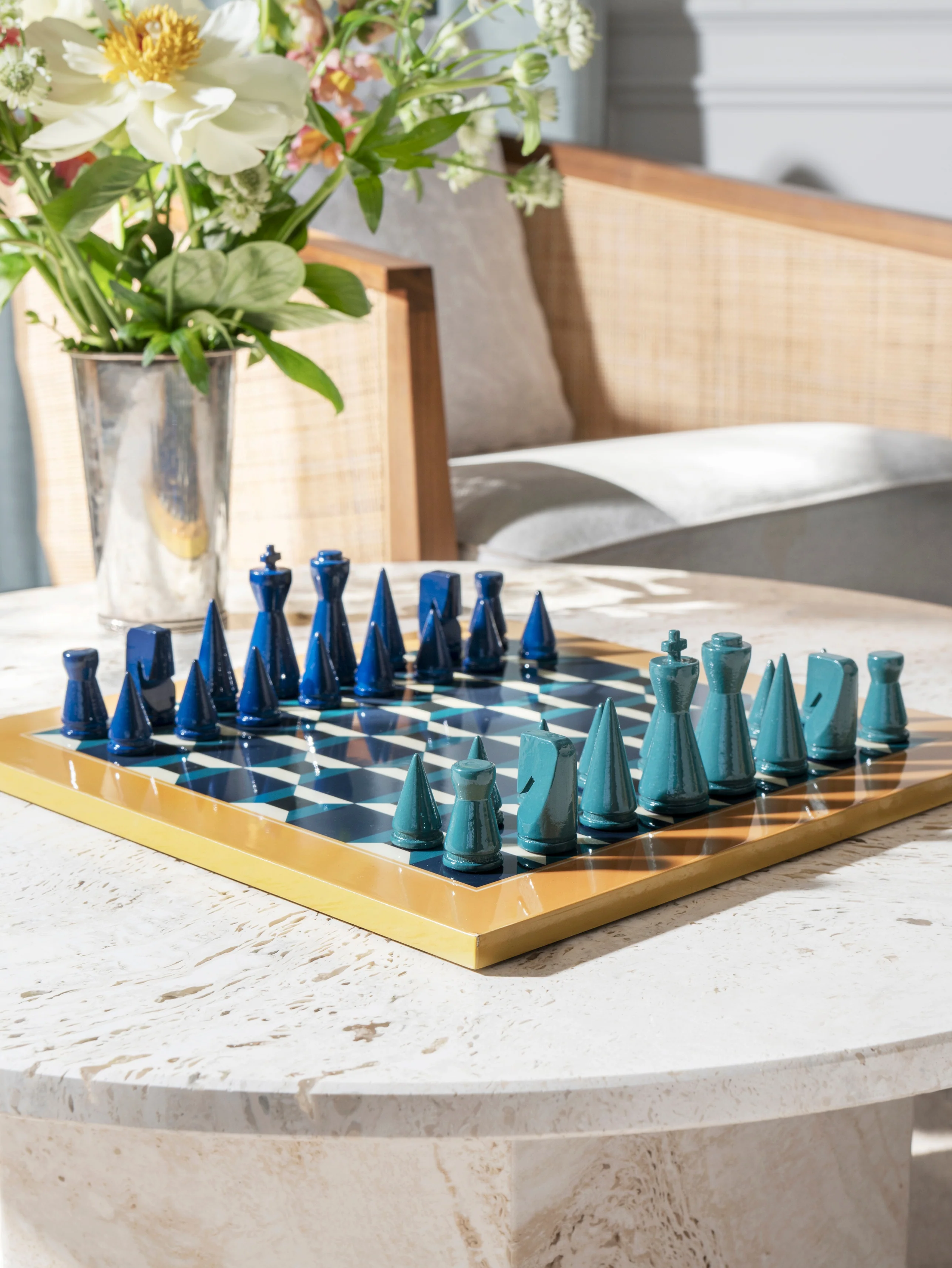 Zestaw do gry w szachy LACQUERED CHESS ATHENA niebieski - Image 2