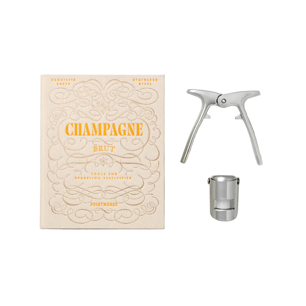 Zestaw do szampana CHAMPAGNE TOOLS beżowy