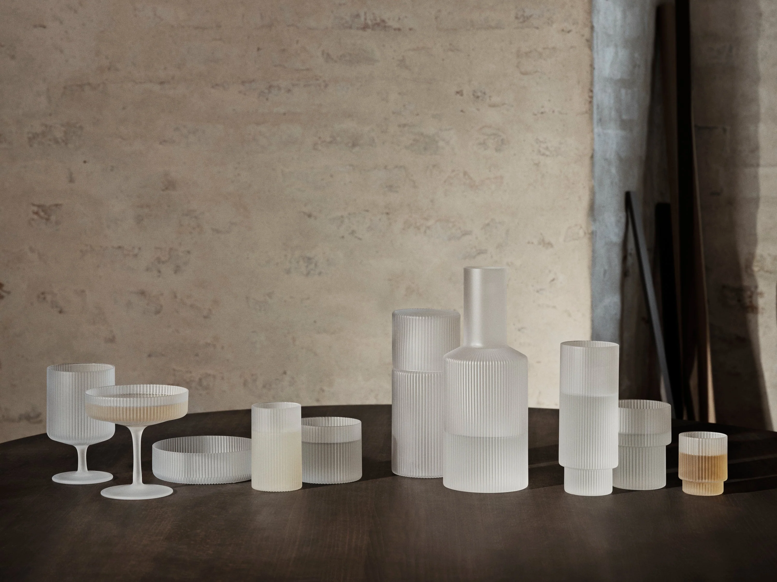 Zestaw miseczek RIPPLE białe szkło - Image 3