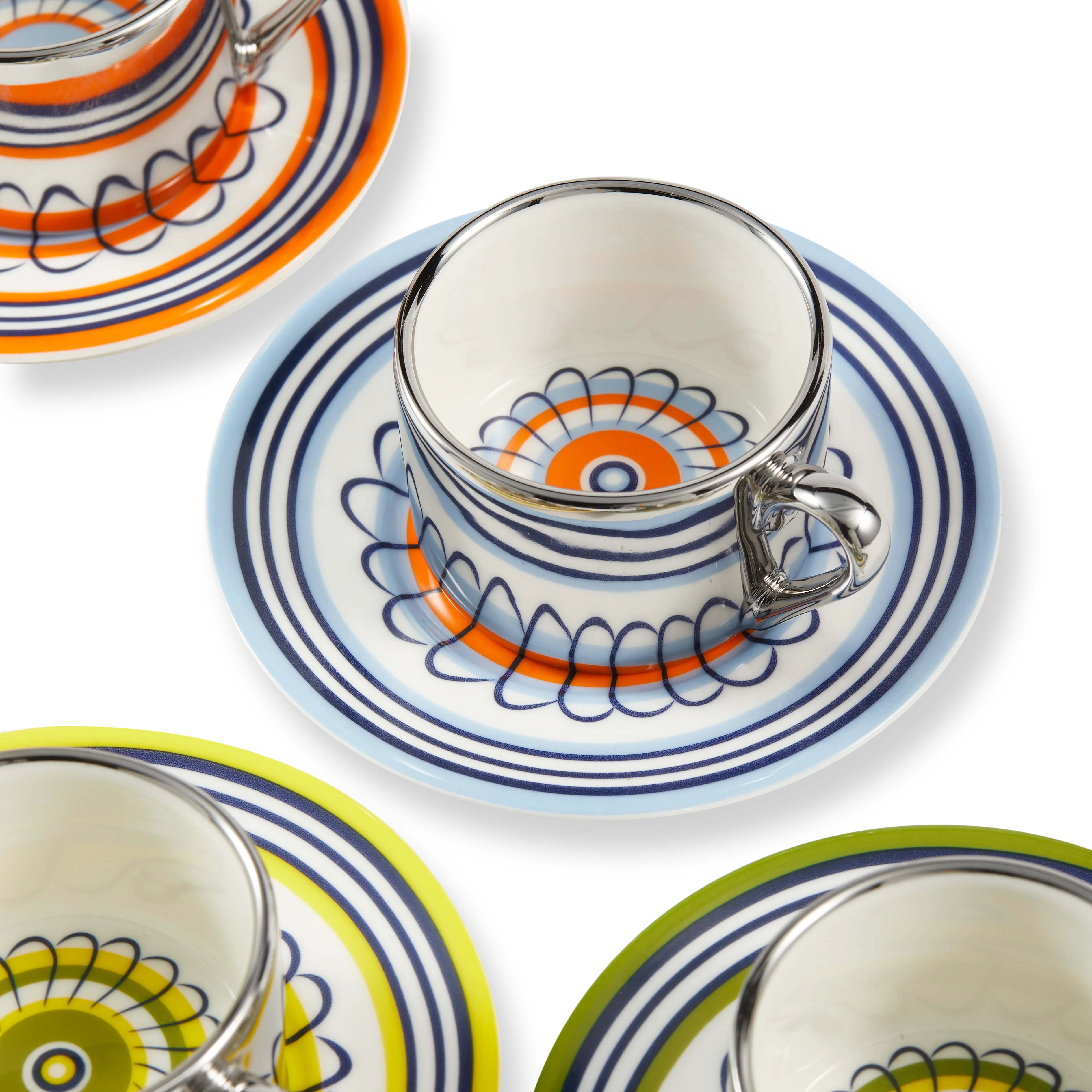 Zestaw filiżanek do espresso FLORAL pomarańczowy i niebieski - Image 4
