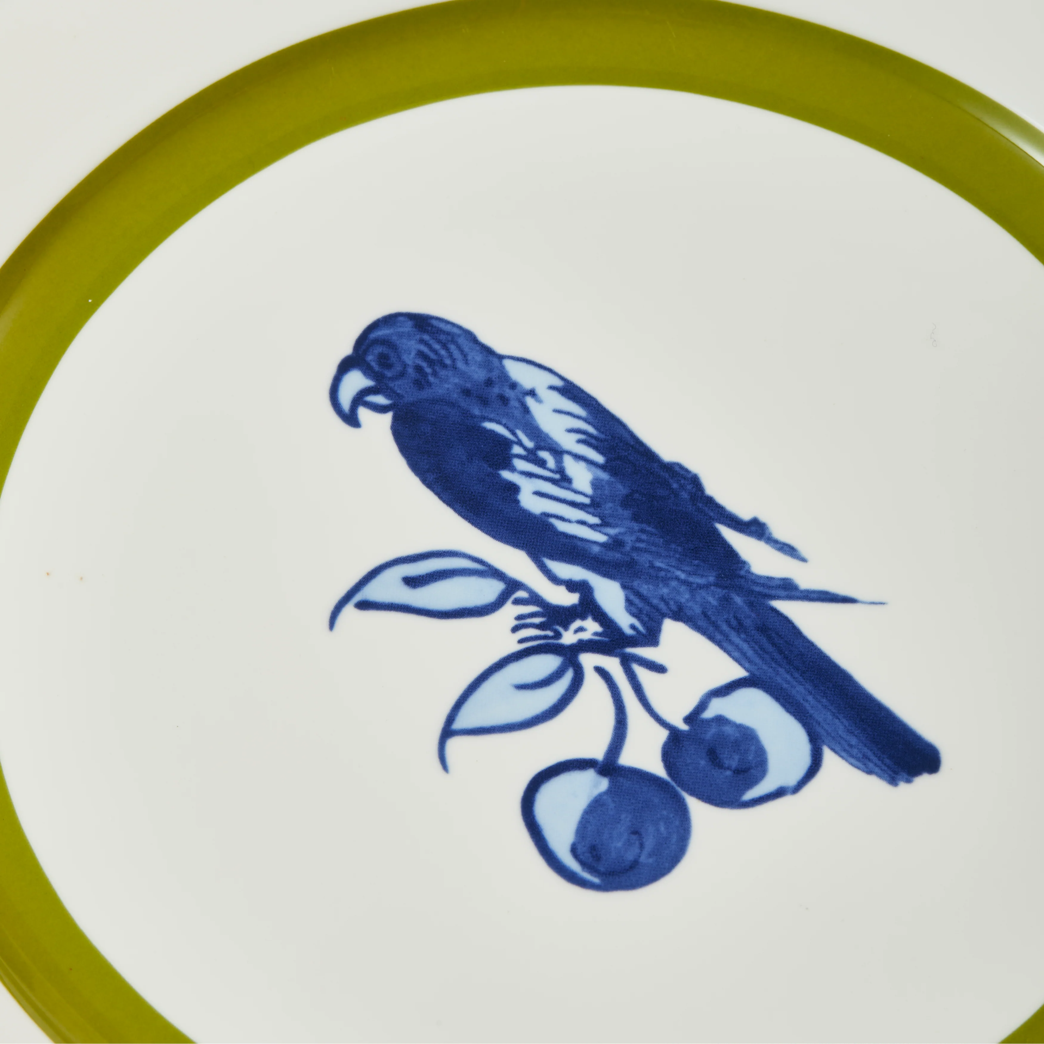 Zestaw talerzy BIRD PATTERNED biały z oliwkowym i niebieskim - Image 6