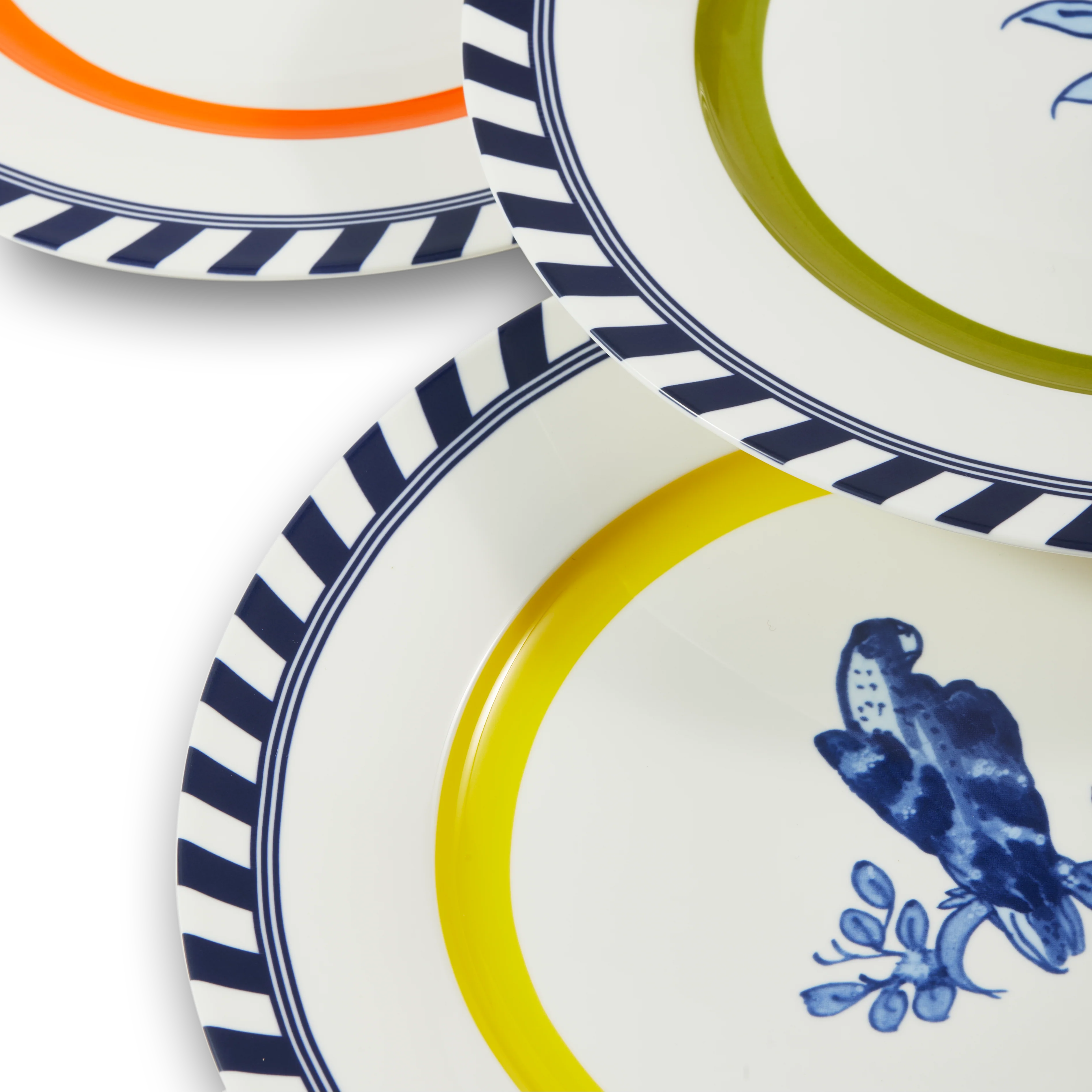 Zestaw talerzy BIRD PATTERNED biały z żółtym i niebieskim - Image 6