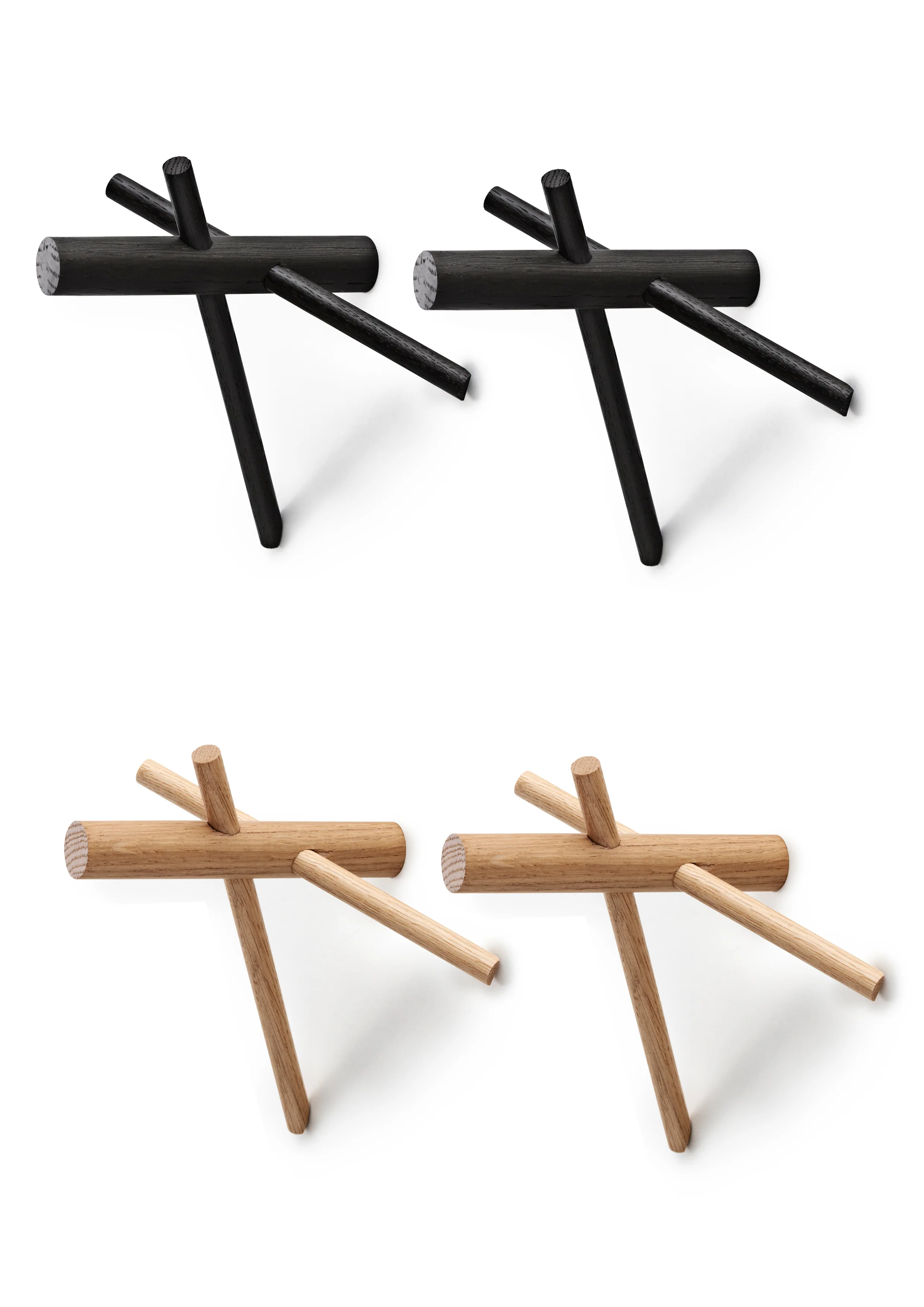 Zestaw wieszaków STICKS czarne drewno dębowe - Image 9